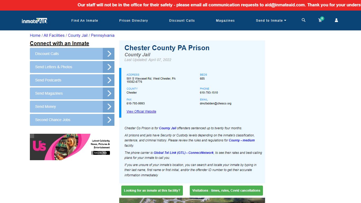 Chester County PA Prison - Inmate Locator - West Chester, PA